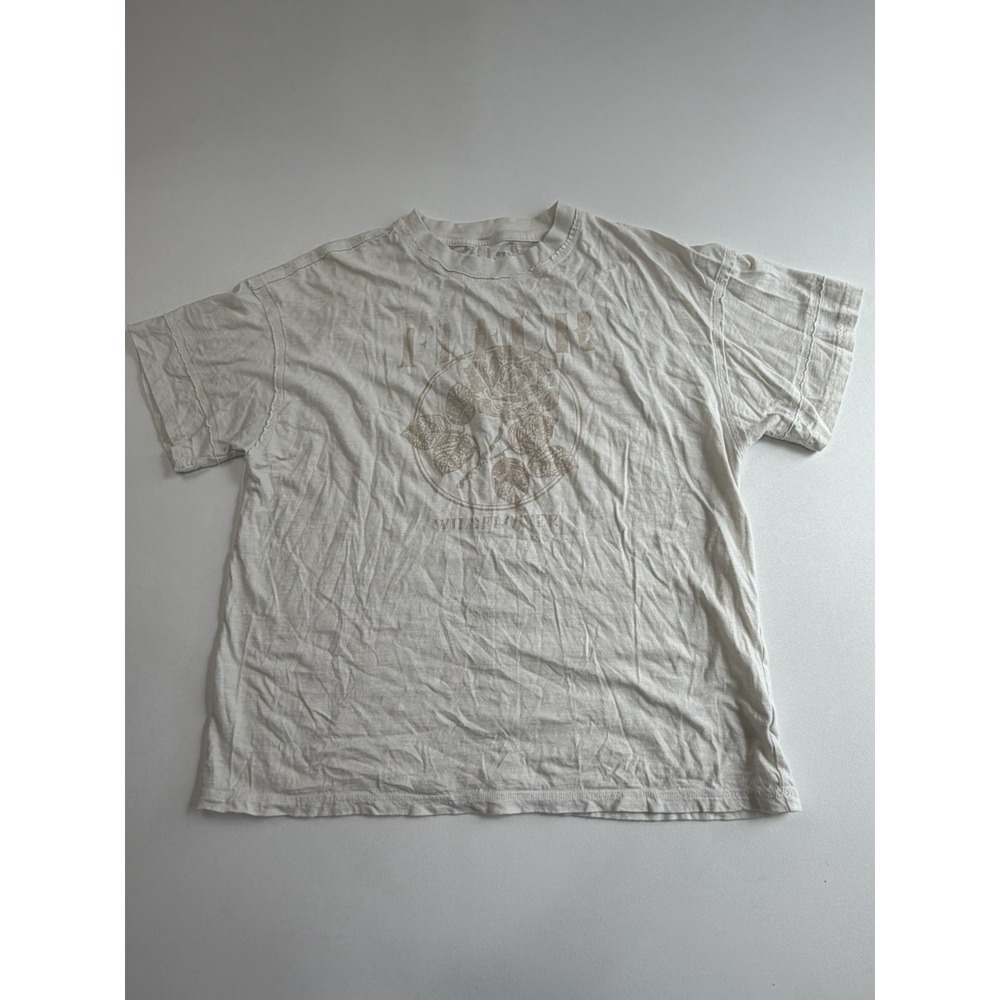 Aerie XS Wildflower Floral Graphic Tee White Oversized Exposed Seam
